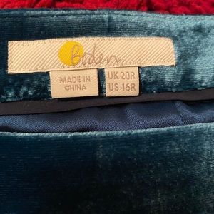 Boden velvet midi skirt